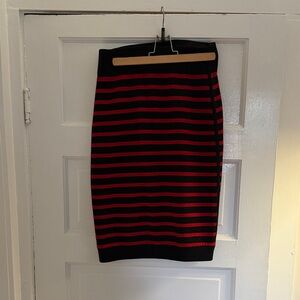Marc By Marc Jacobs Black and Red Striped Pencil Skirt